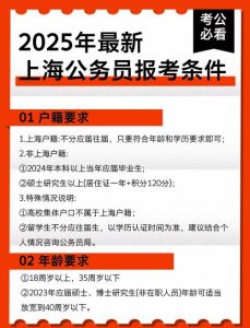 上海公务员报考条件及时间-国考省考岗位表与报名条件解析