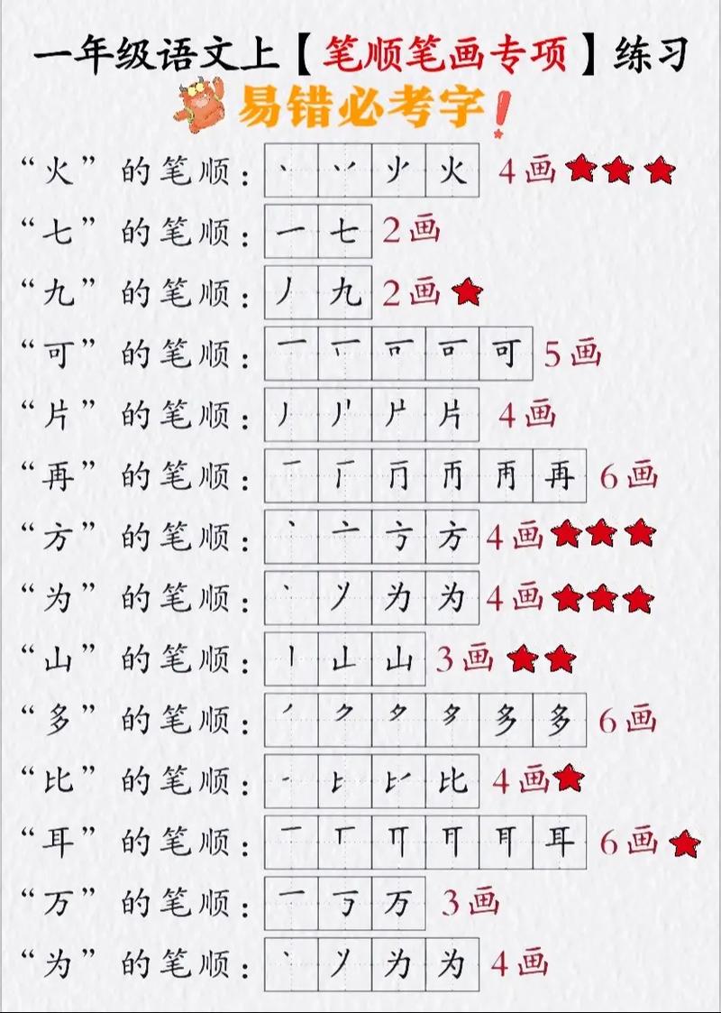 一年级生字笔顺打印版人教版_人教版一年级语文生字笔顺注音,免费下载,助力幼小衔接!_学习资料 - 小白资源网